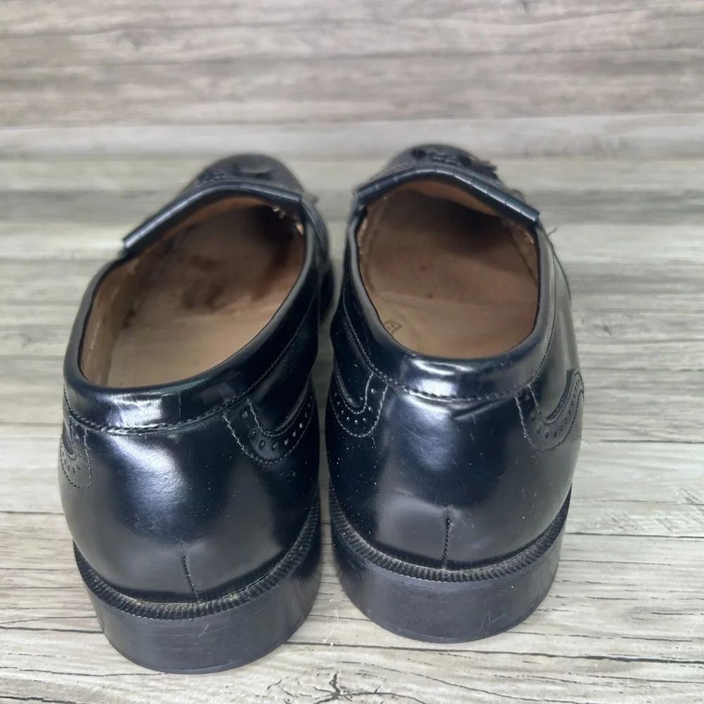 Bostonian Classics 20370 First Flex Black Leather Tassel Wing Tip Loafer 9.5M
